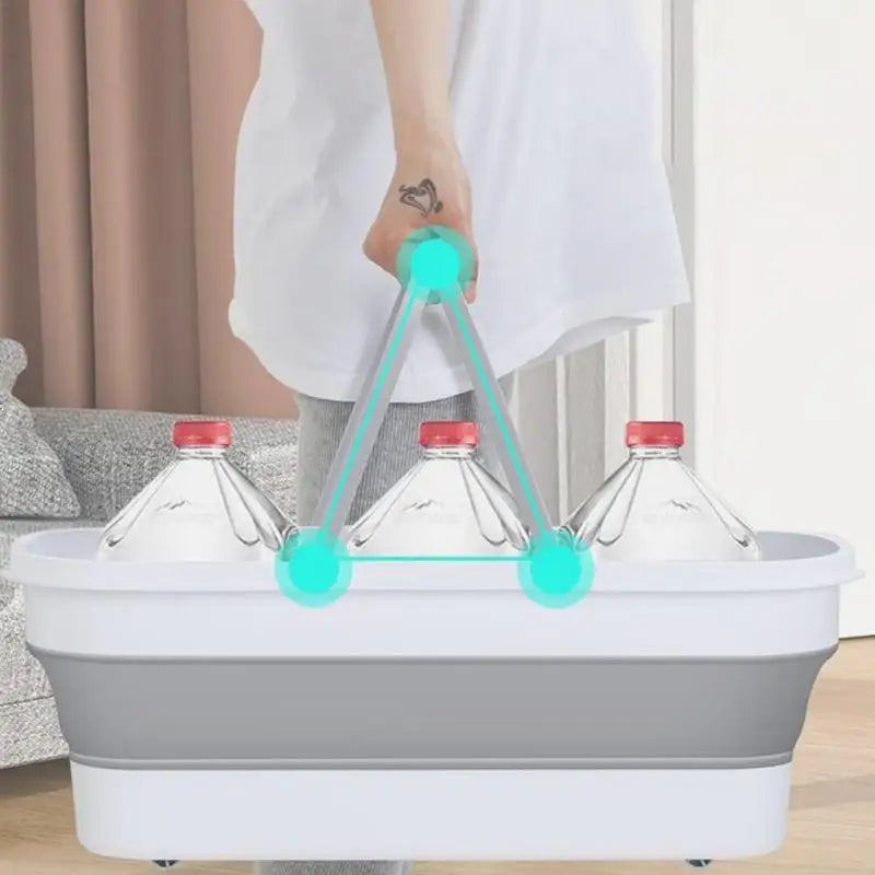 Collapsible Mop Bucket Portable Washing Basin Foldable Multi-Purpose Space Saving Large Capacity Cleaning Bucket