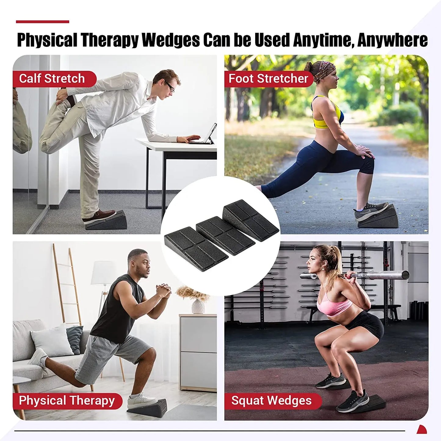 FlexEase Yoga Trio - Adjustable Bricks, Squat Wedge, and Slant Board Set