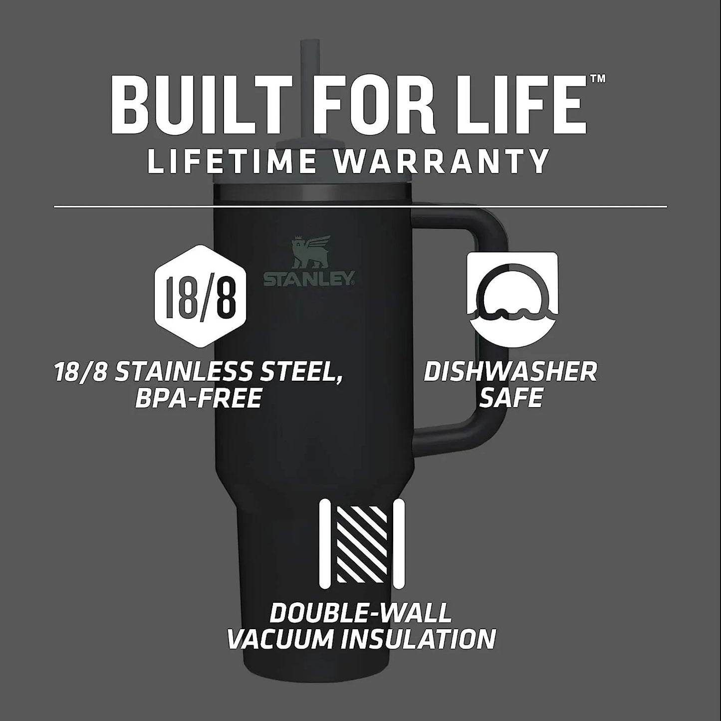 Stanley Tumbler with Handle Straw Lid Stainless Steel 30oz/40oz Vacuum Insulated Car Mug Double Wall Thermal Travel Cup